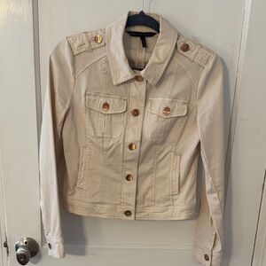 White House Black Market Cream Utility Jacket with Gold Buttons